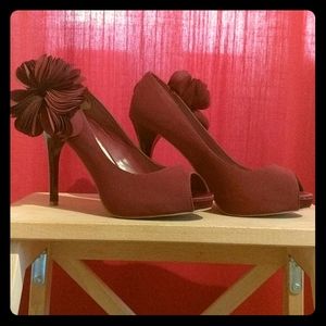 Burgundy peep heels